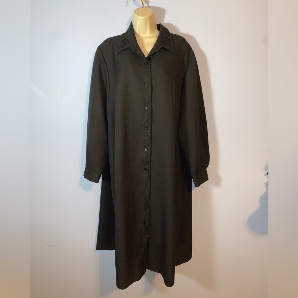 Wear abouts black embellished swirl long sleeve Button-Up shirt Dress 20W